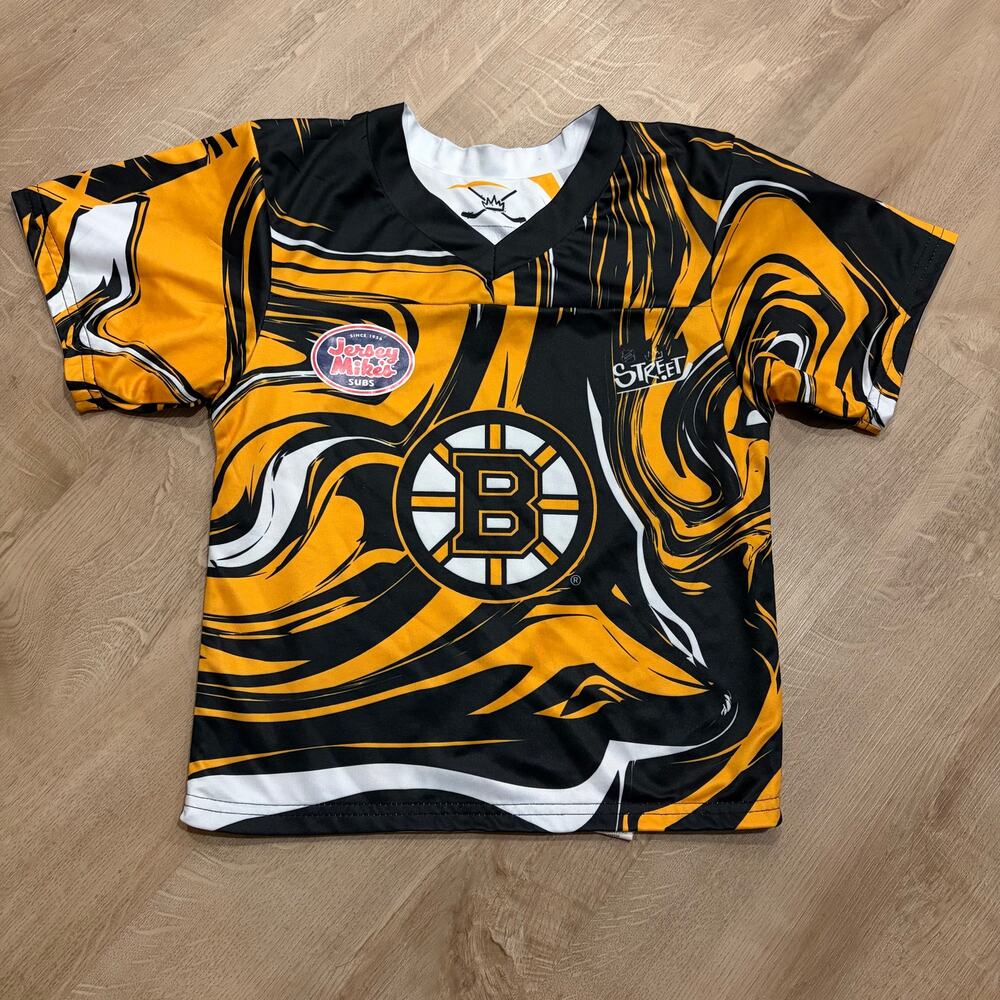 NHL Street Boston Bruins Hockey Jersey Reversible Youth Boys Small Yellow White